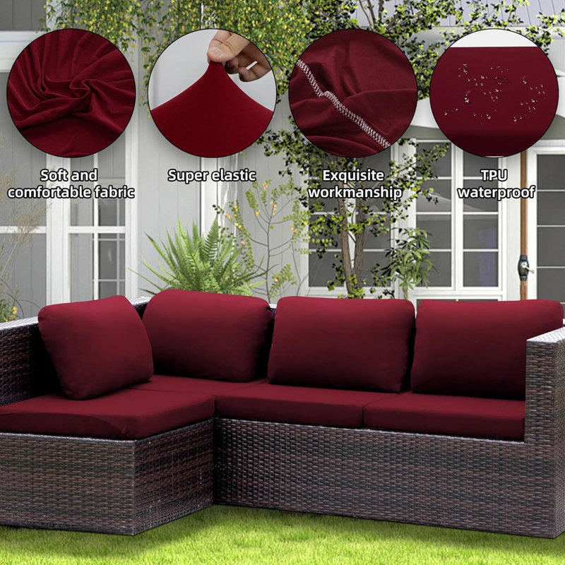 Cozy Oasis 8Pcs Stretch Patio Cushion Covers Waterproof Outdoor Cushion Covers,Outdoor Couch ...